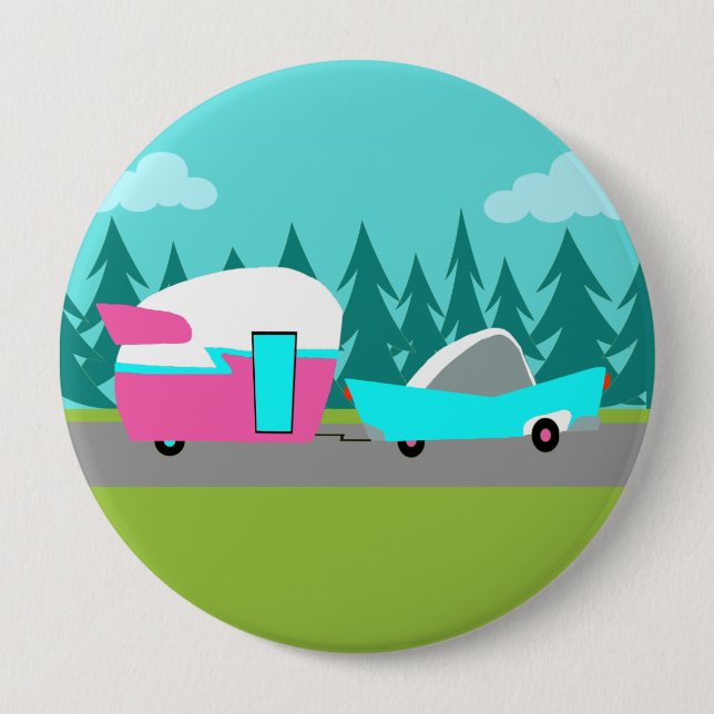 Retro Camper / Anhänger- und Fahrzeugschalter Button (Vorderseite)