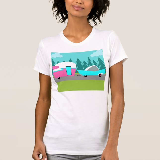 Retro Camper / Anhänger und T - Shirt (Vorderseite)