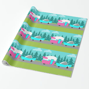 Retro Camper / Anhänger- und Wagenverpackungspapie Geschenkpapier