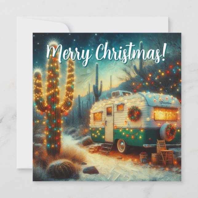 Retro-Camper Desertcore Südwest-Weihnachtskarte (Vorderseite)