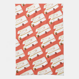 Retro Camper Motorhome RV Rot-Geschirrtuch Geschirrtuch