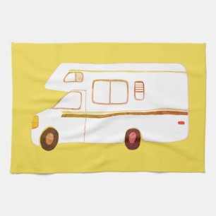 Retro Camper Motorhome RV serviette de cuisine jau