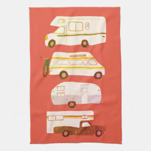 Retro Camper Motorhome RV Vanlife Rot beunruhigt Geschirrtuch