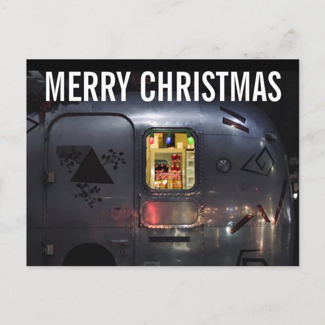 RETRO CAMPER TRAILER CHRISTMAS Postkarten (Vorderseite)