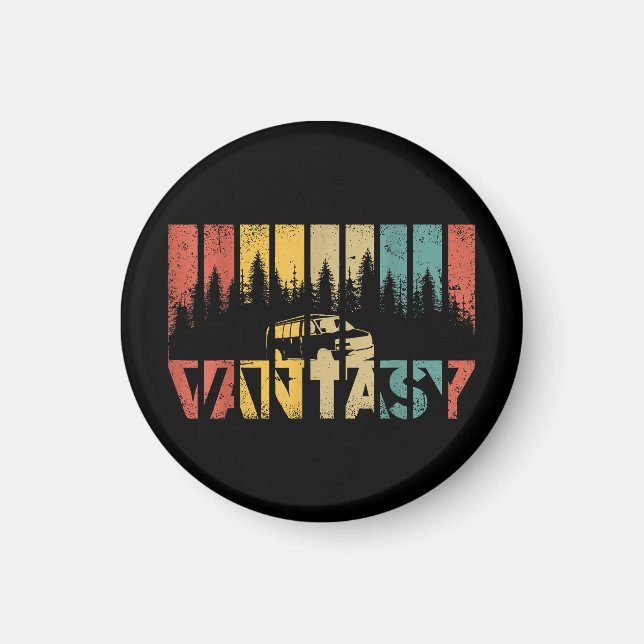 Retro Camper Van Life - Vintages Leben Magnet (Vorne)