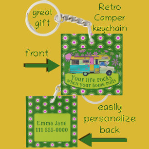 Retro Camper Van Vie Rocks Amusants Fleurs Modes