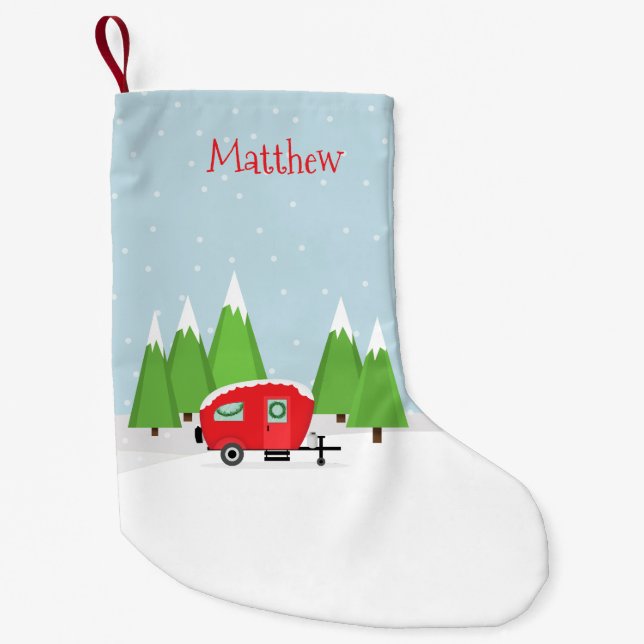 Retro Camper Weihnachten Kleiner Weihnachtsstrumpf (Vorderseite)