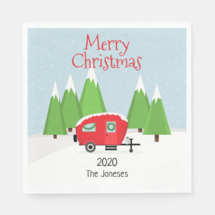 Retro Camper Weihnachten Serviette