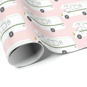 Retro-Camper-Wohnmobil rosa Geschenkpapier