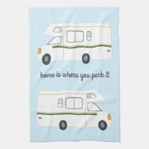 Retro Camper Wohnmobil RV Vanlife Grün Geschirrtuch