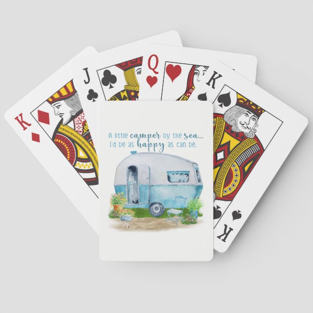 Retro Camper-Wohnwagen-Aquarell-Spielkarten Spielkarten (Rückseite)