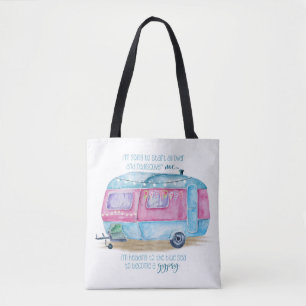 Retro Camper-Wohnwagen-Blau rosa u. weißes Tasche