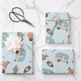 Retro Camper Wrapping Paper Geschenkpapier Set