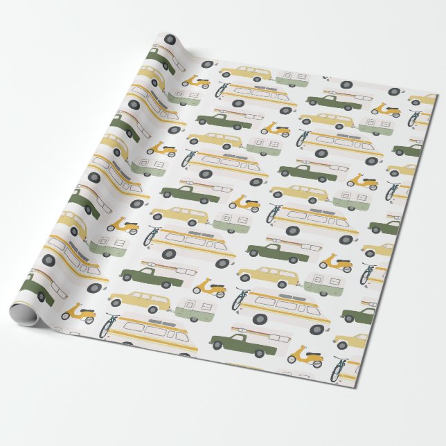 Retro Campervan Motorhome RV Van Trailer White Geschenkpapier (Ungerollt)
