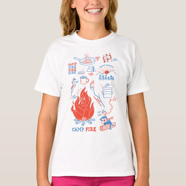 Retro Campfire Adventure - Funny Camping Aktivität T-Shirt (Vorderseite)