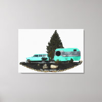 Retro-Camping-Anhänger gestreikt gezapfte Leinwand