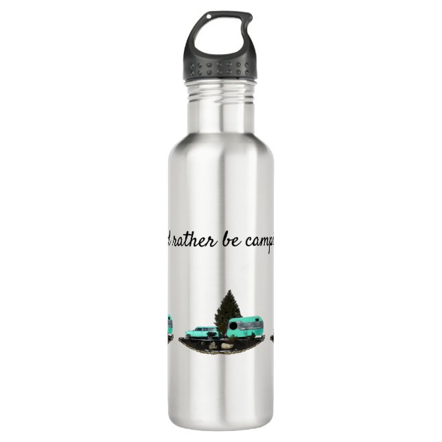 Retro Camping Anhänger Nomade Wasserflasche Edelstahlflasche (Vorderseite)