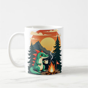 Retro-Camping Axolotl Lagerfeuer Kiefer Wildnis Kaffeetasse