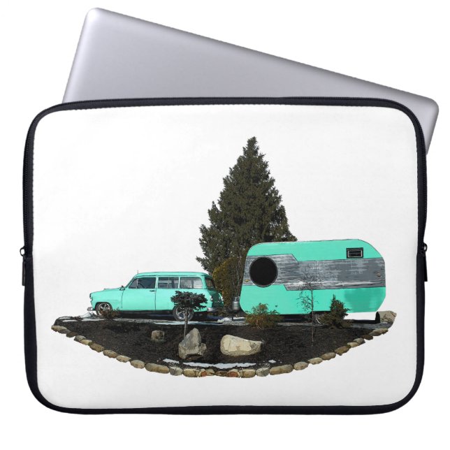 Retro Camping Car Trailer Notebook-Sieb Laptopschutzhülle (Vorderseite)