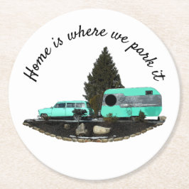 Retro Camping Car Trailer Paper Untersetzer