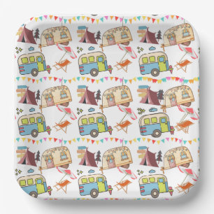 Retro-Camping Pappteller