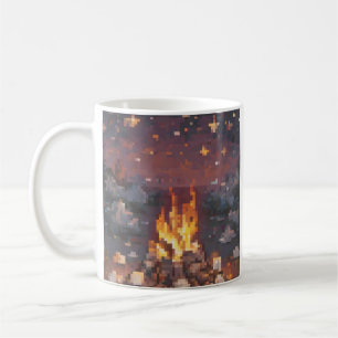Retro-Camping-Pixel-Art-Design - Glühendes Lagerfe Kaffeetasse