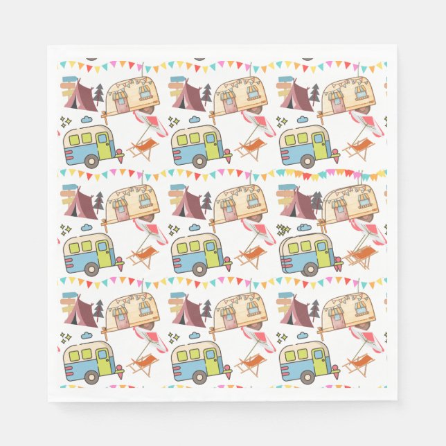 Retro-Camping Serviette (Vorderseite)