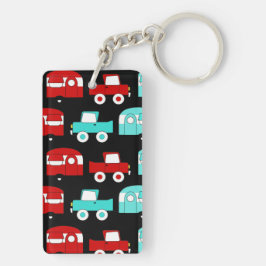 Retro Camping Trailer Türkis Rot Vintag RV Schlüsselanhänger