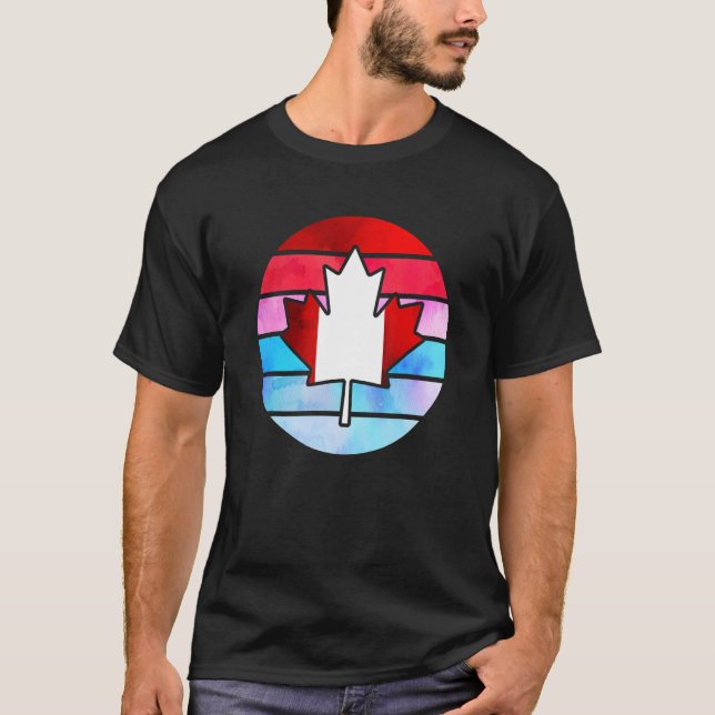 Retro Canada Maple Leaf Happy Canada Day T-Shirt (Vorderseite)
