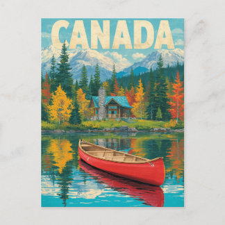Retro Canada Travel - Mountain & Autumn Forest Postkarte