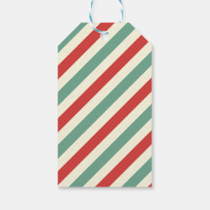 Retro Candy Cane Weihnachtsstreifen Rot Grün Geschenkanhänger