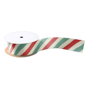 Retro Candy Cane Weihnachtsstreifen Rot Grün Satinband