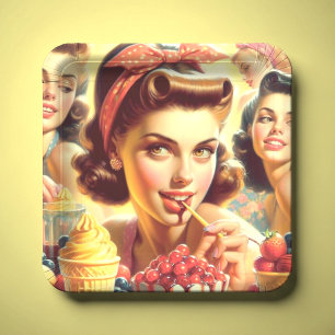 Retro Candy Girls Pappteller