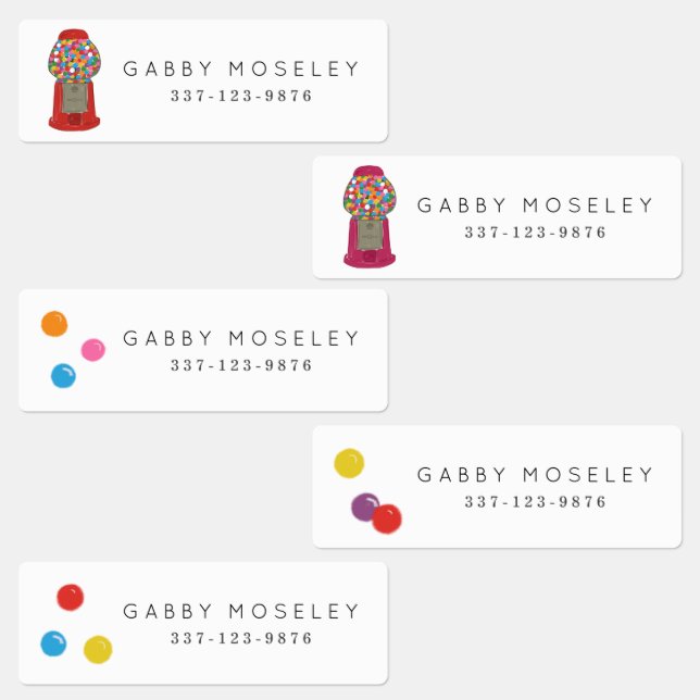Retro Candy Gumball Maschine Personalisierte Kinde Etiketten (Gruppe)