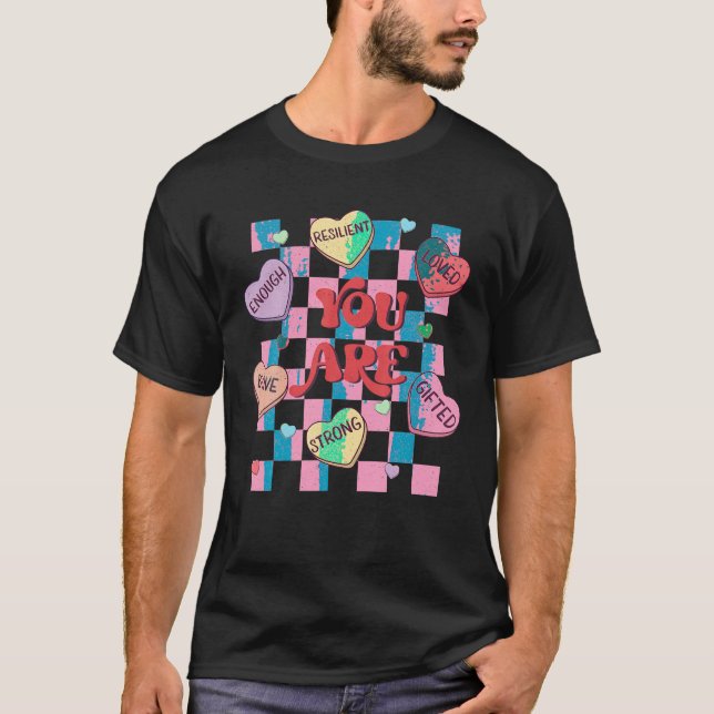 Retro Candy Heart Teacher Valentine's Day Sie sind T-Shirt (Vorderseite)
