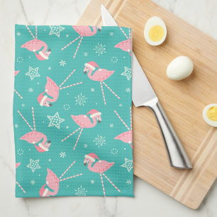 Retro Candy Pink Flamingos ©studioxtine Geschirrtuch