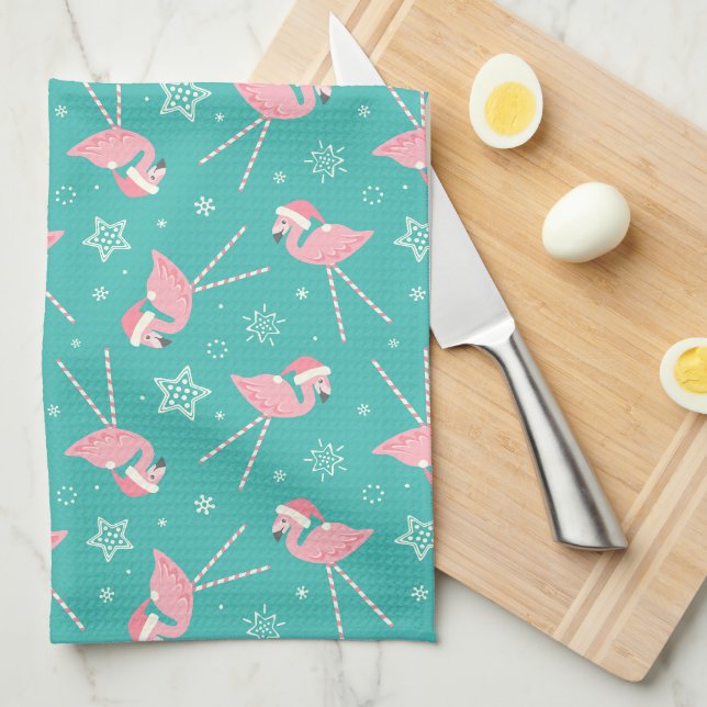 Retro Candy Pink Flamingos ©studioxtine Geschirrtuch (Viertel Falte)