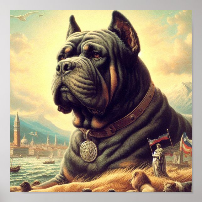 Retro Cane Corso Painting Poster (Vorne)