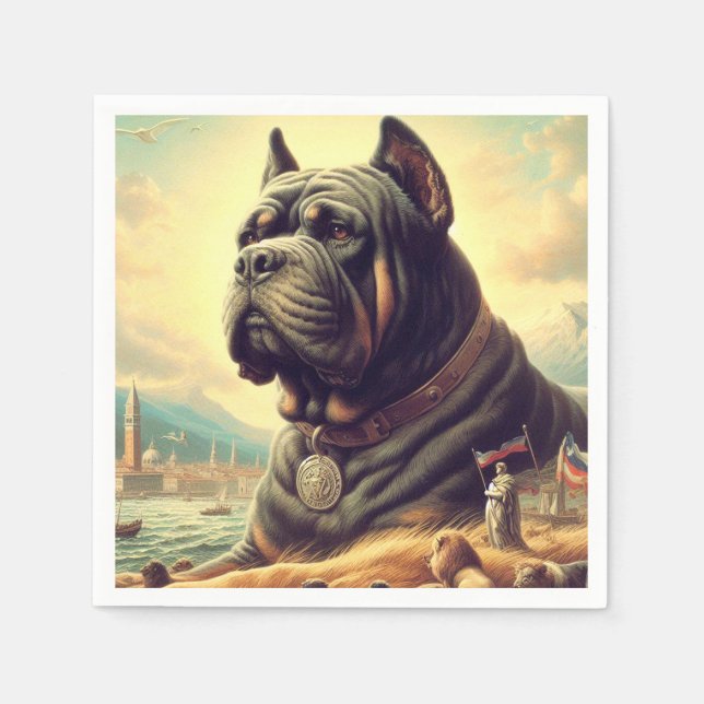 Retro Cane Corso Painting Serviette (Vorderseite)