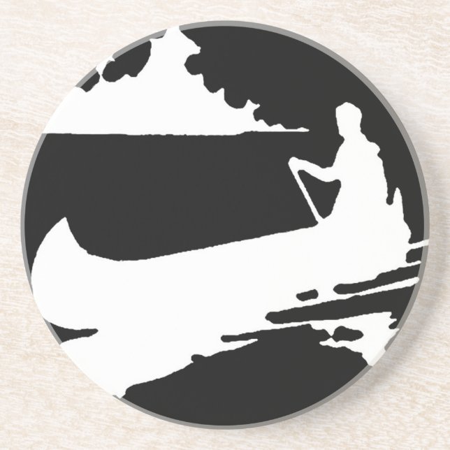 Retro Canoe-Silhouette Getränkeuntersetzer (Vorne)