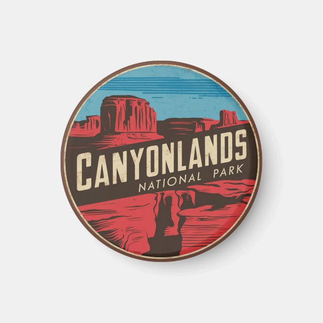 Retro Canyonlands Nationalpark Reisemblem Magnet (Vorne)