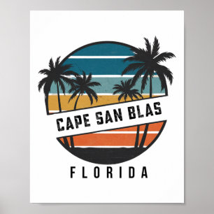 Retro Cape San Blas Florida Surfbrett Surfen Poster