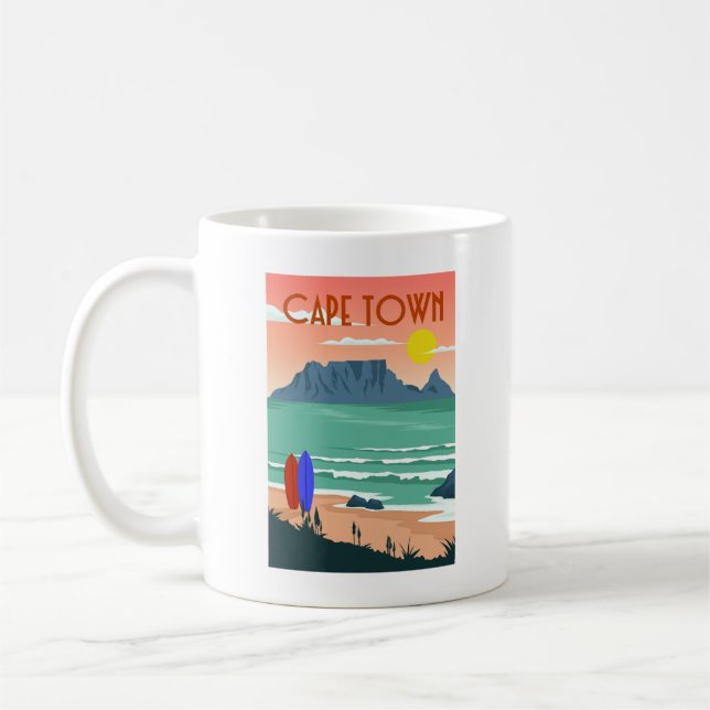 Retro Cape Town Südafrika Tafelberg Kaffeetasse (Links)