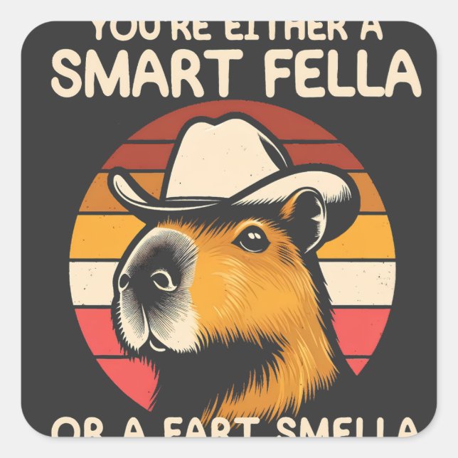 Retro Capybara Quadratischer Aufkleber (Vorderseite)