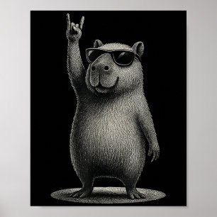 Retro Capybara Rock Music Gift Männer Kinder Fraue Poster