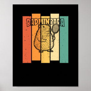 Retro Capybara Shuttle - Vintag Badminton Badminb Poster