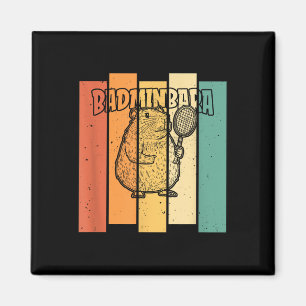 Retro Capybara-Shuttle - Vintage Badminton Badminb Magnet