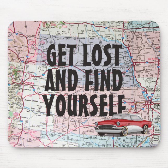 Retro Car auf der Roadmap Mousepad (Vorne)