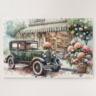 Retro Car & Blooming Boutique Scene