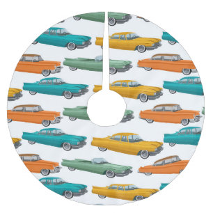 Retro Car Fifties Stilmuster Polyester Weihnachtsbaumdecke